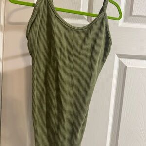 Olive Green Ribbed Women's Top
